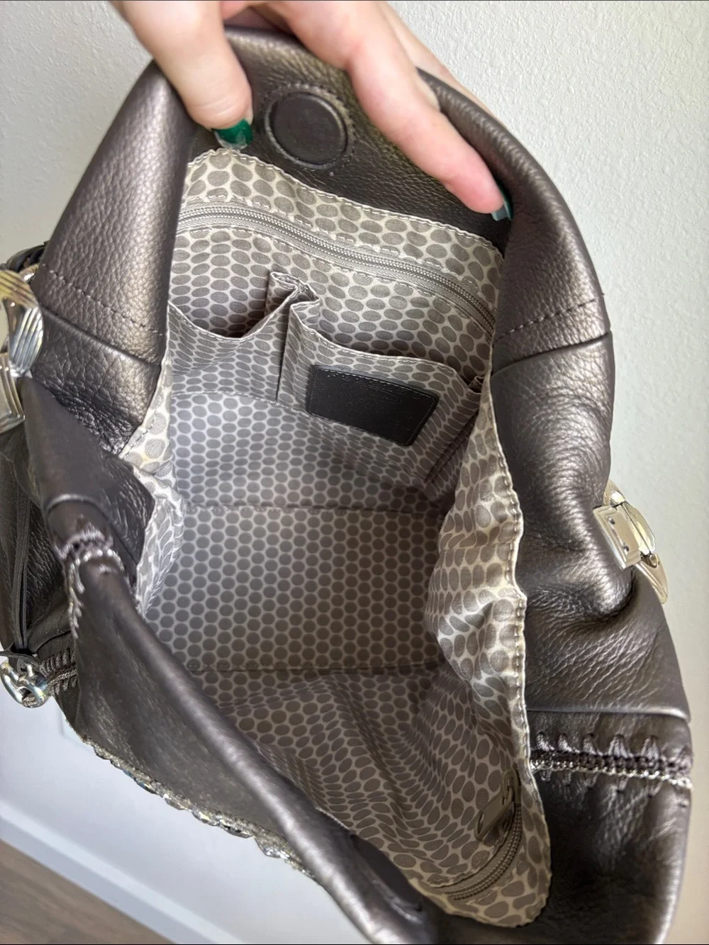 Brighton Anju Masterpiece shoulder bag Metallic Soft Pewter Leather